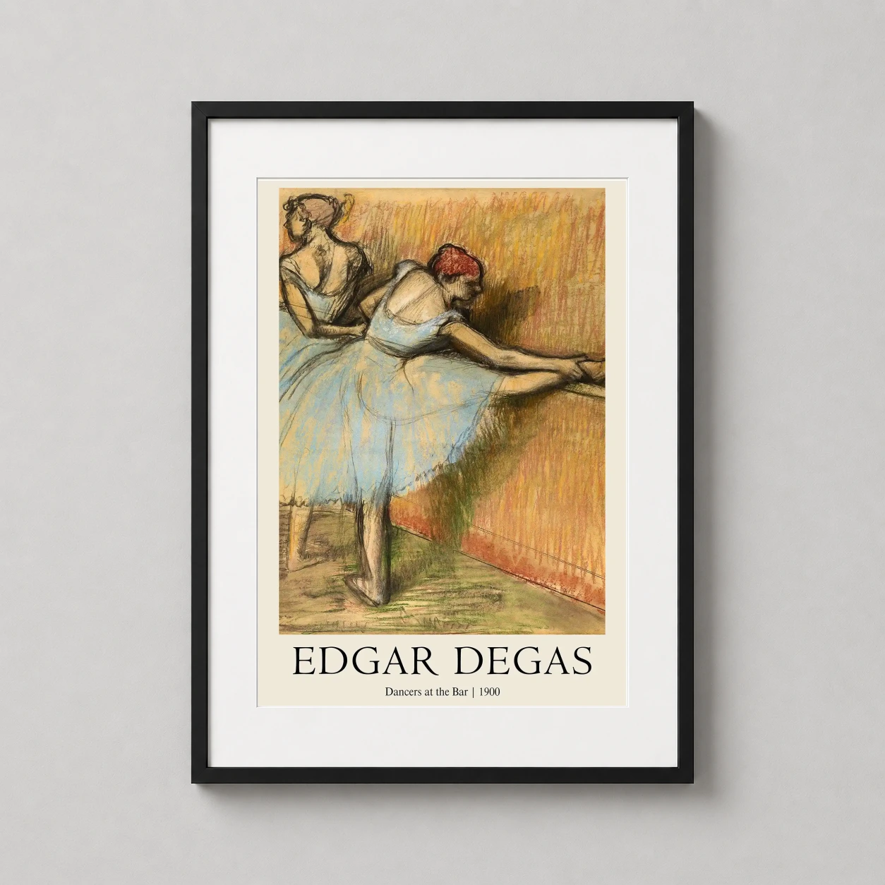Edgar Degas Dancers Bar — classic Impressionist scene featuring ballet dancers in blue tutus