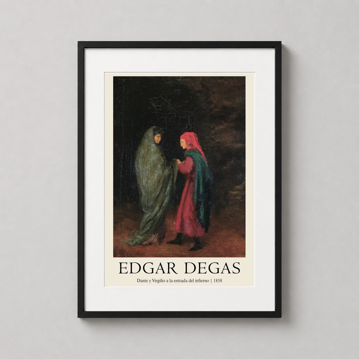 Edgar Degas Dante Virgil — sombre Edgar Degas painting depicting Dante and Virgil in draped robes