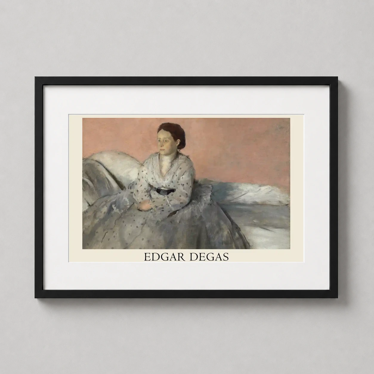 Madame Rene Gas Estelle — quiet Impressionist portrait of Estelle Musson seated in a pale dress