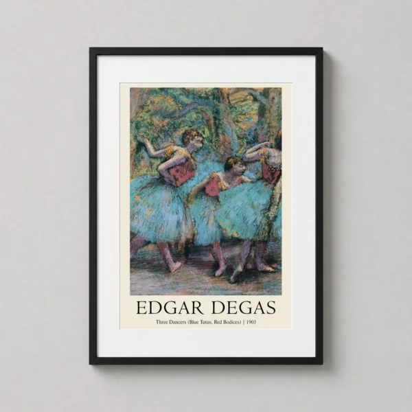 Edgar Degas Three Dancers (Blue Tutus, Red Bodices) Art Print
