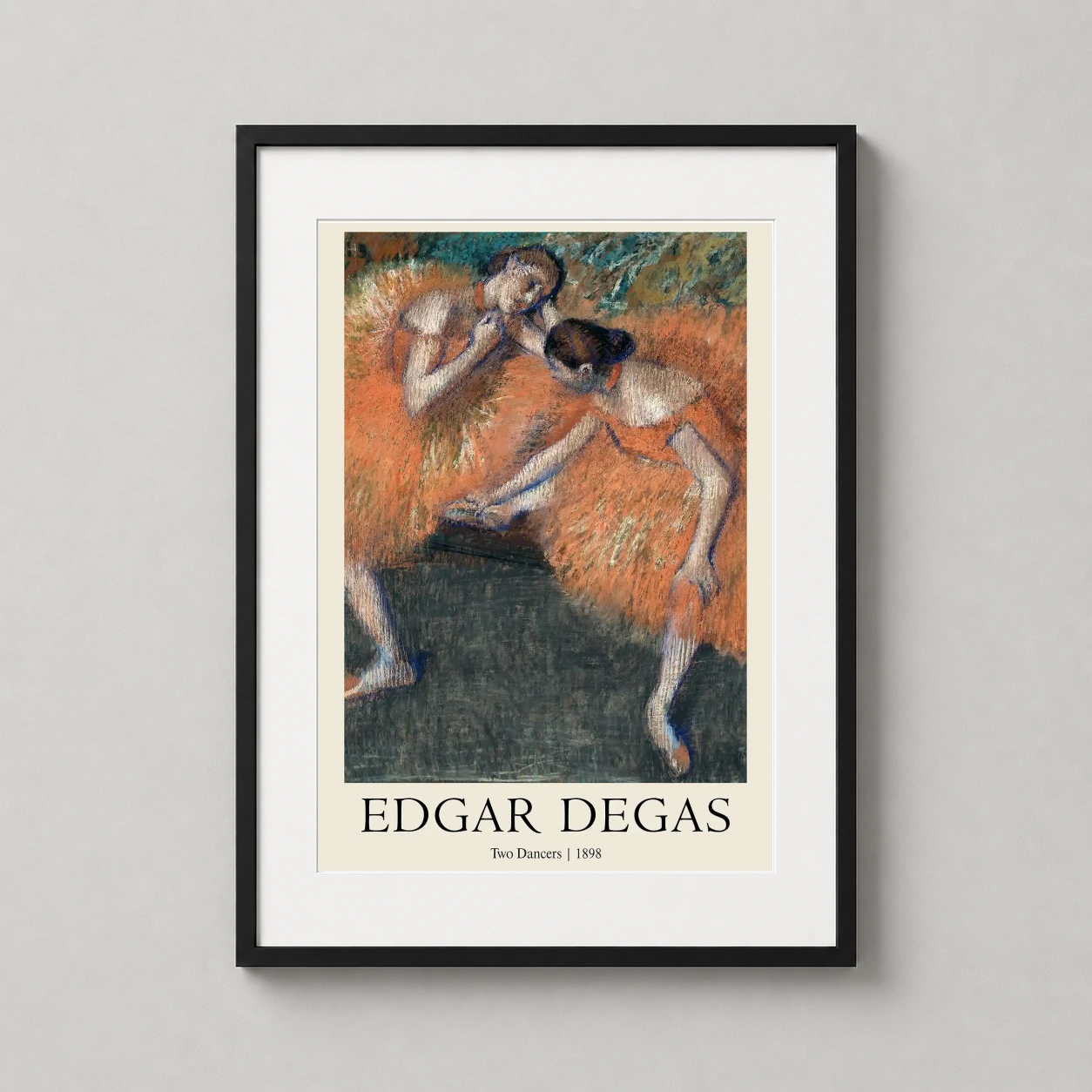 Edgar Degas Two Dancers — soft-focus Impressionist pastel study by Edgar Degas featuring two