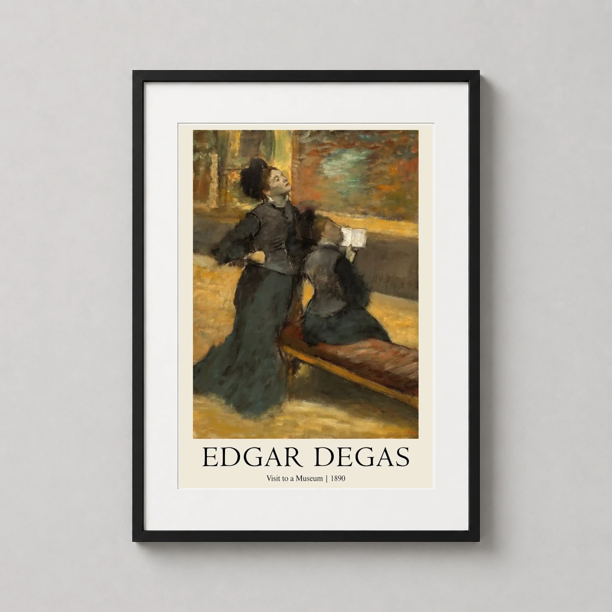 Edgar Degas Visit Museum — this Degas art print depicts two women in dark 19th-century dress