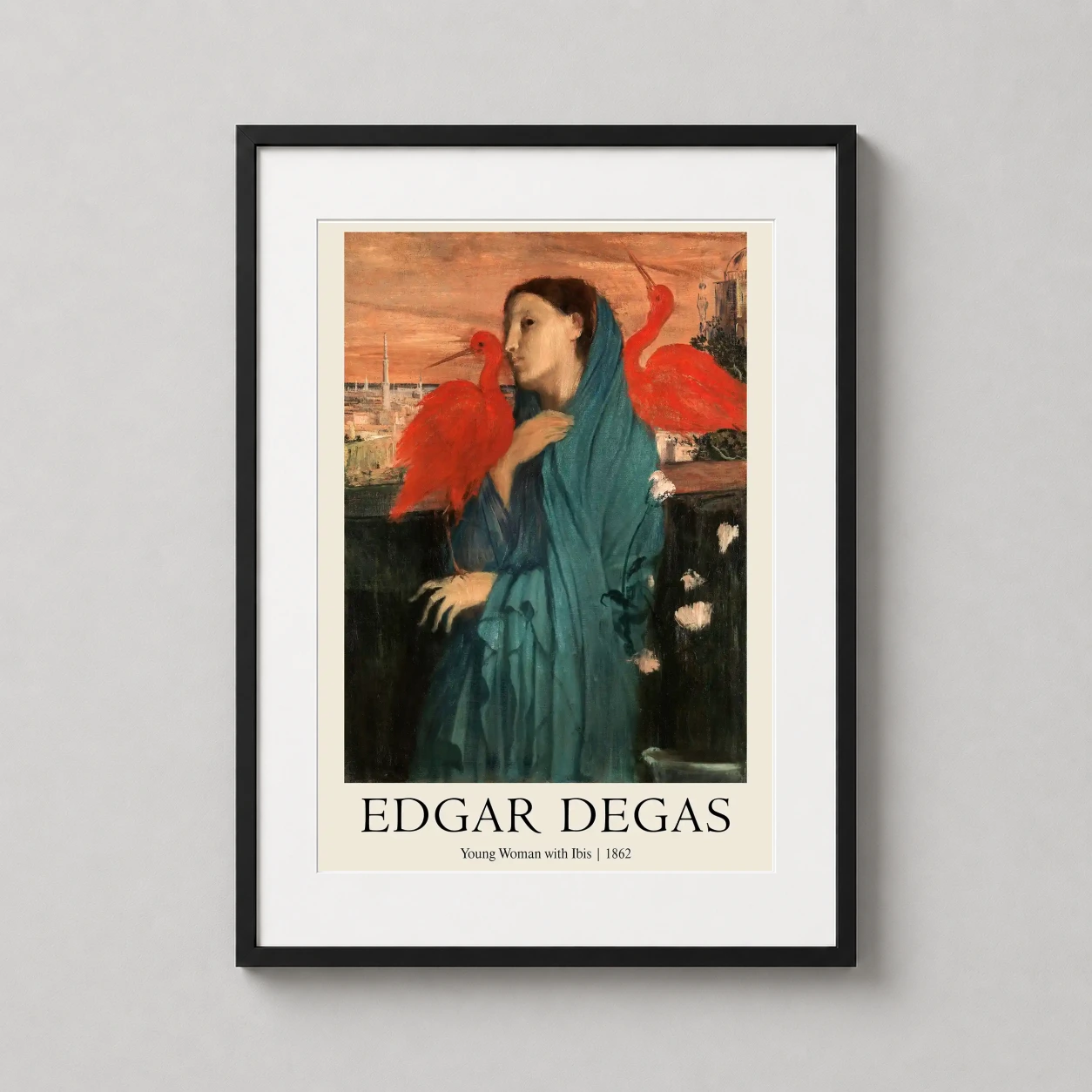Edgar Degas Young Woman — dramatic 1862 painting by Edgar Degas featuring a woman in a blue veil