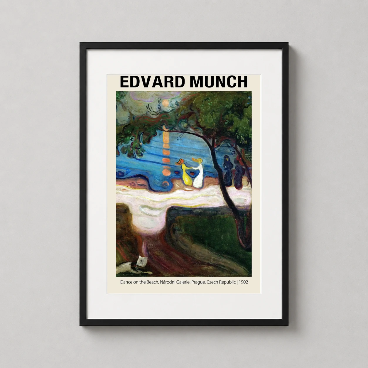 Edvard Munch Dance Beach — ethereal expressionist painting by Edvard Munch featuring figures