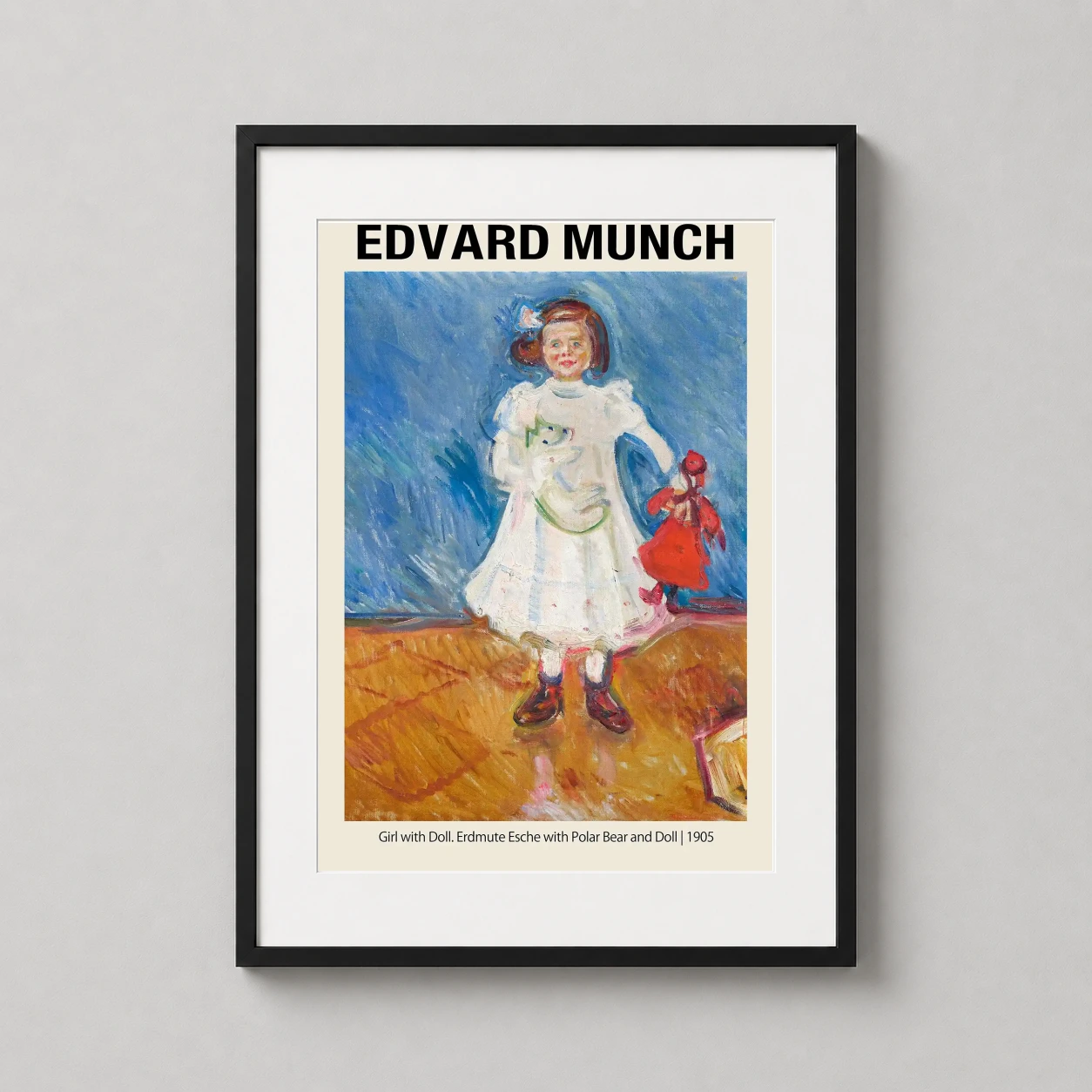 Edvard Munch Girl Doll — expressionist portrait of Erdmute Esche in a white dress holding a
