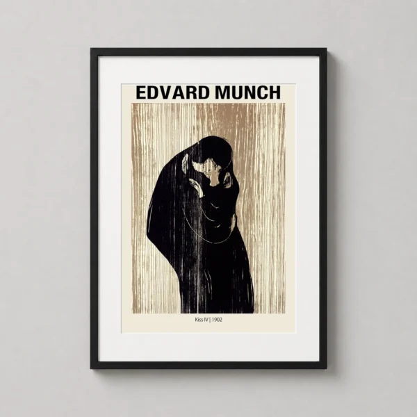 Edvard Munch, The Kiss IV 1902 Woodcut Expressionist Art Print