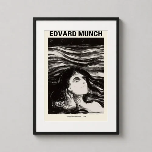 Lovers in the Waves by Edvard Munch 1896 Expressionist Art Print