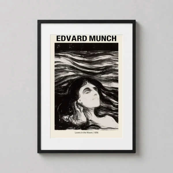 Lovers in the Waves by Edvard Munch 1896 Expressionist Art Print