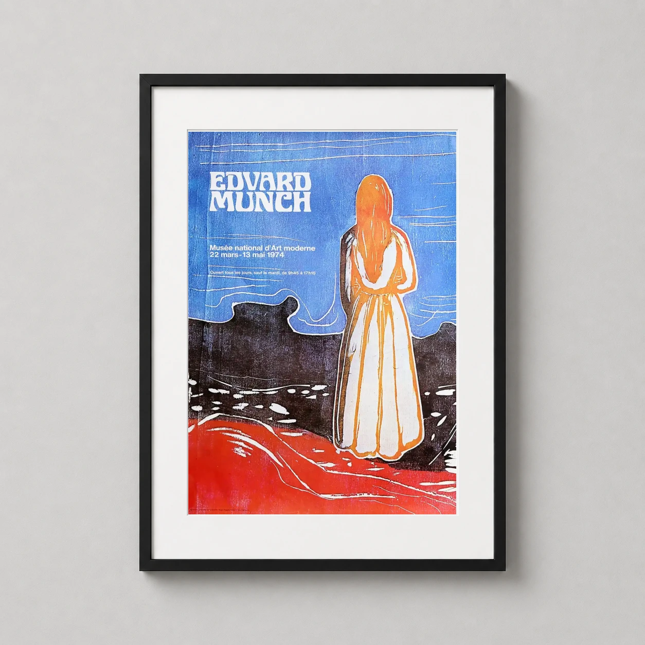 Edvard Munch 1974 Paris — vintage 1974 Paris exhibition poster featuring Edvard Munch's 'Young