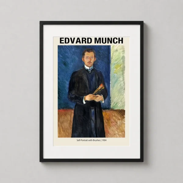 Edvard Munch Self-Portrait with Brushes 1904 Expressionist Art Print