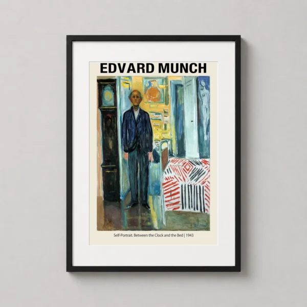 Edvard Munch Self-Portrait Between Clock and Bed 1943 Art Print