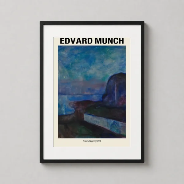 Starry Night 1893 by Edvard Munch, Classic Expressionist Art Print