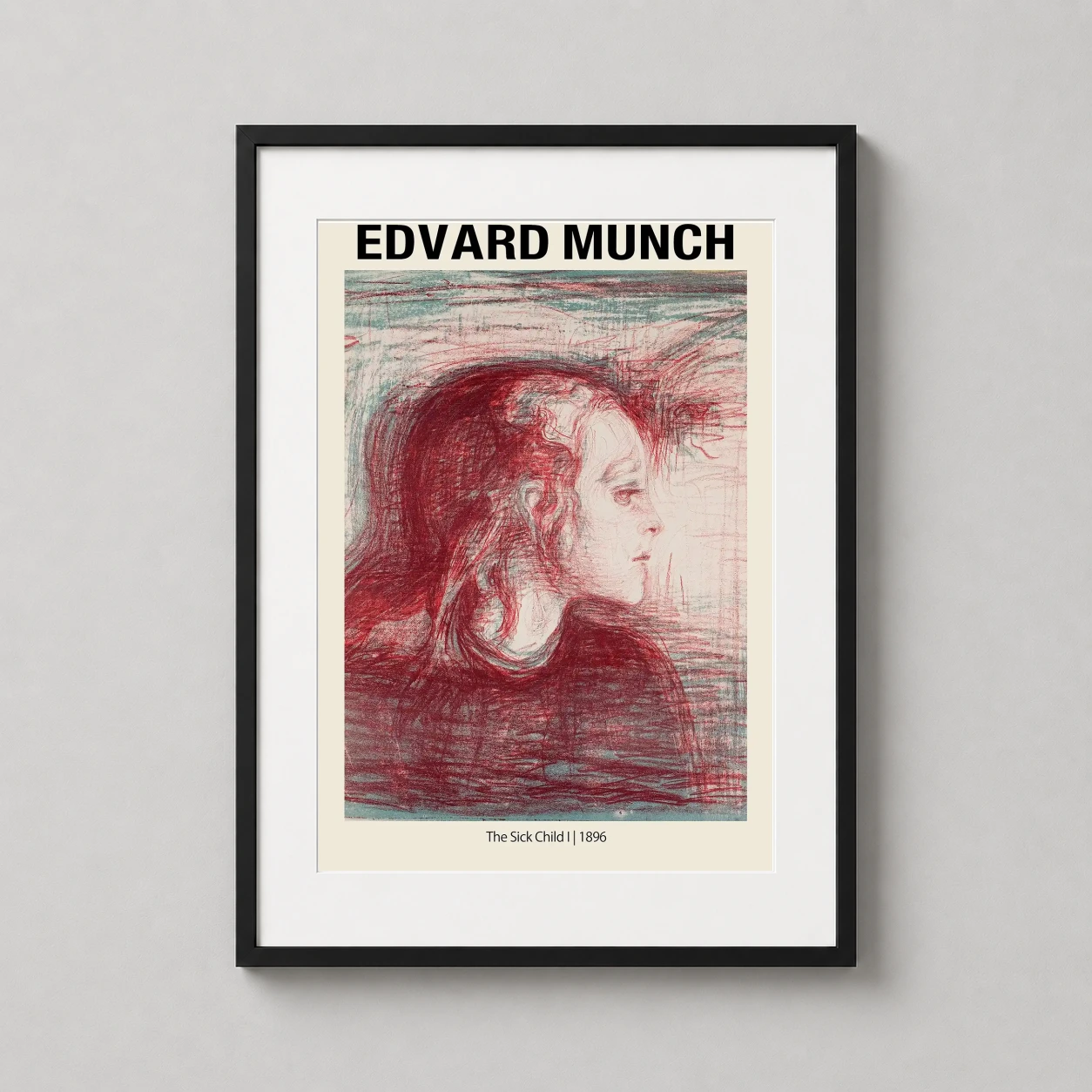 Edvard Munch Sick Child — somber lithograph by Edvard Munch featuring a profile portrait of a