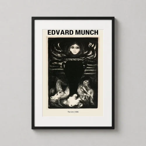 Edvard Munch, The Urn 1896 Black and White Symbolist Art Print