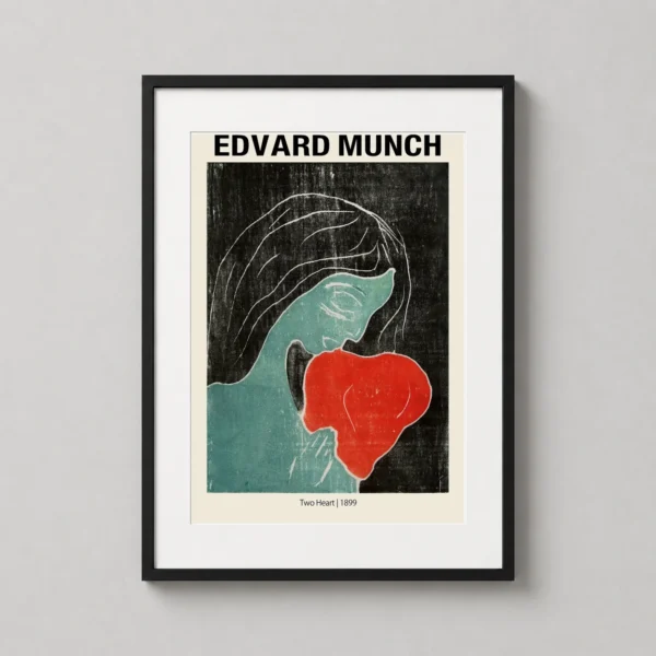 Edvard Munch Two Heart 1899 Expressionist Woodcut Art Print