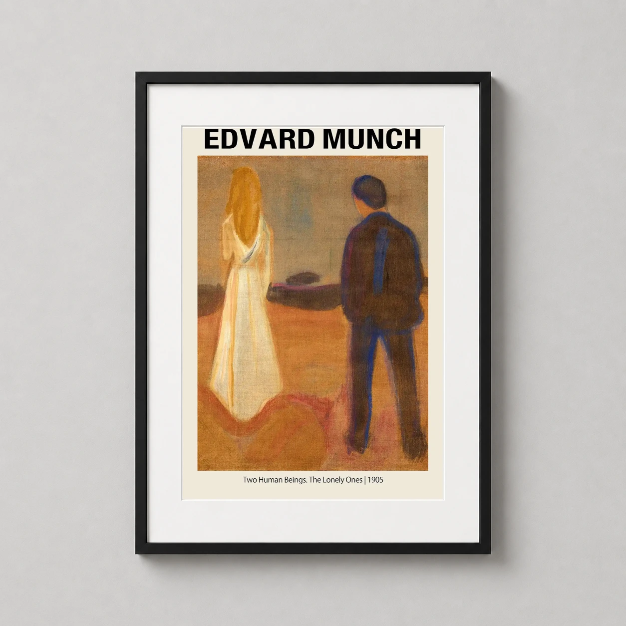 Edvard Munch Two Human — this Edvard Munch art print features a woman in white and a man in dark