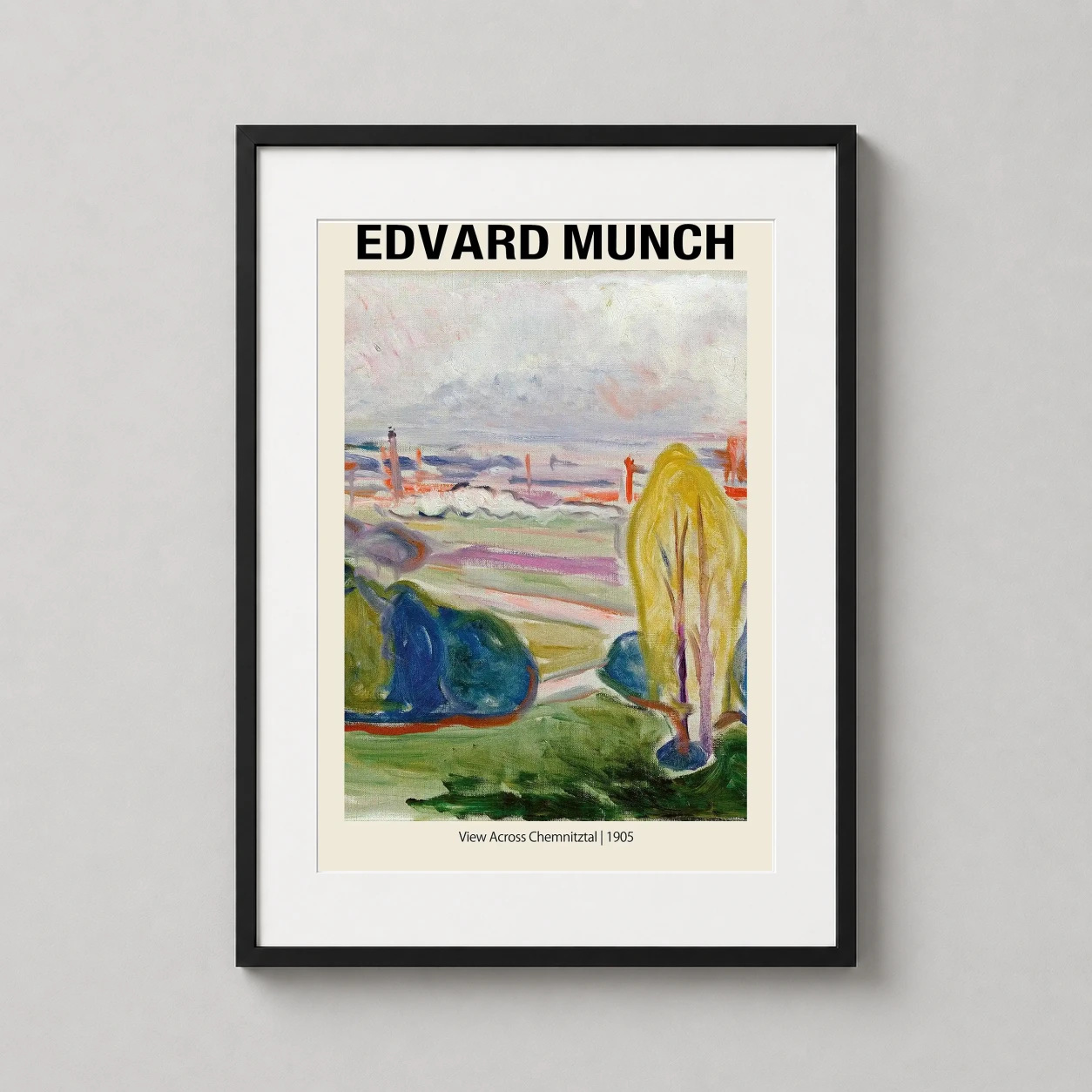 Edvard Munch View Across — vibrant 1905 expressionist landscape by Edvard Munch featuring a yellow