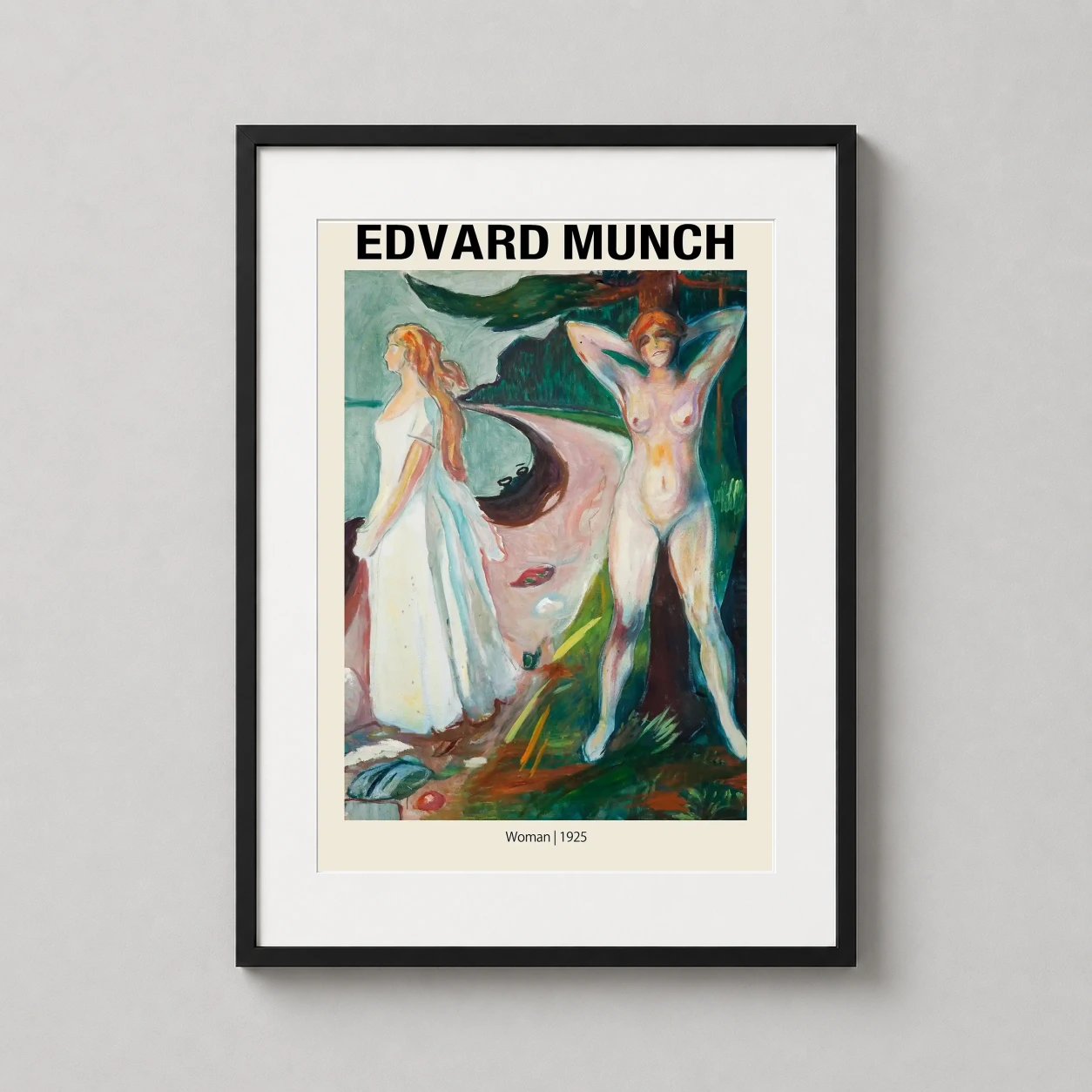 Edvard Munch Woman Expressionist — 1925 expressionist painting by Edvard Munch featuring two female