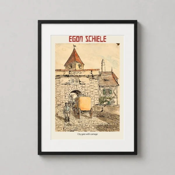 Egon Schiele City Gate with Carriage Expressionist Art Print