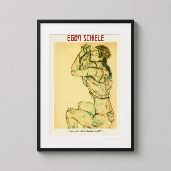 Egon Schiele, Female Nude with Shirt Pushed Up 1914 Art Print