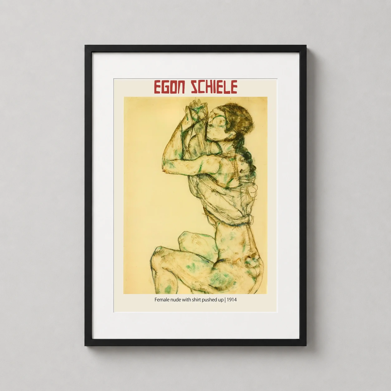 Egon Schiele Female Nude — intimate Expressionist drawing by Egon Schiele from 1914, featuring a