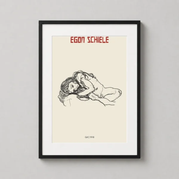 Egon Schiele Girl 1918 Expressionist Drawing Art Print