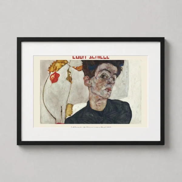 Egon Schiele Self-Portrait with Chinese Lantern Plant Horizontal Art Print