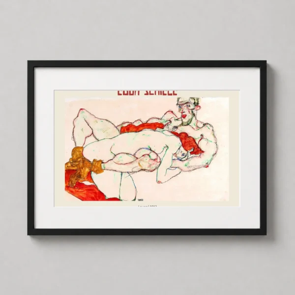 Egon Schiele Lovers 1913 Austrian Expressionist Nude Art Print