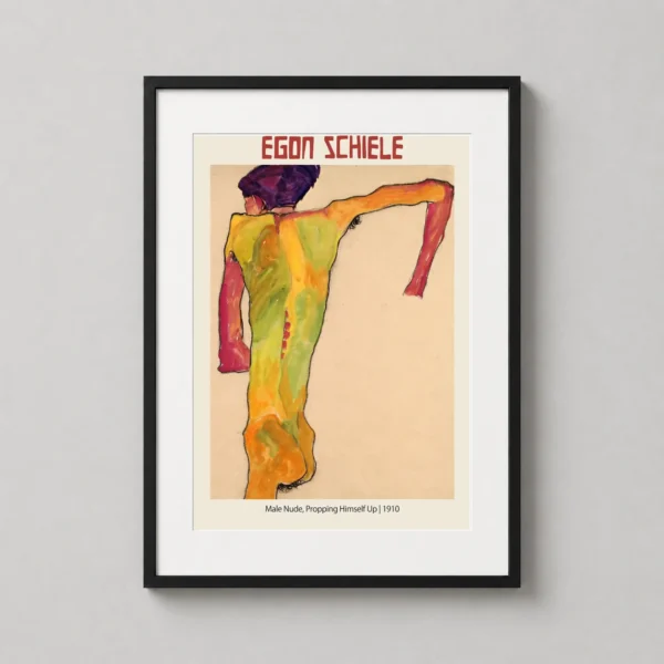 Egon Schiele Male Nude Propping Himself Up Expressionist Art Print