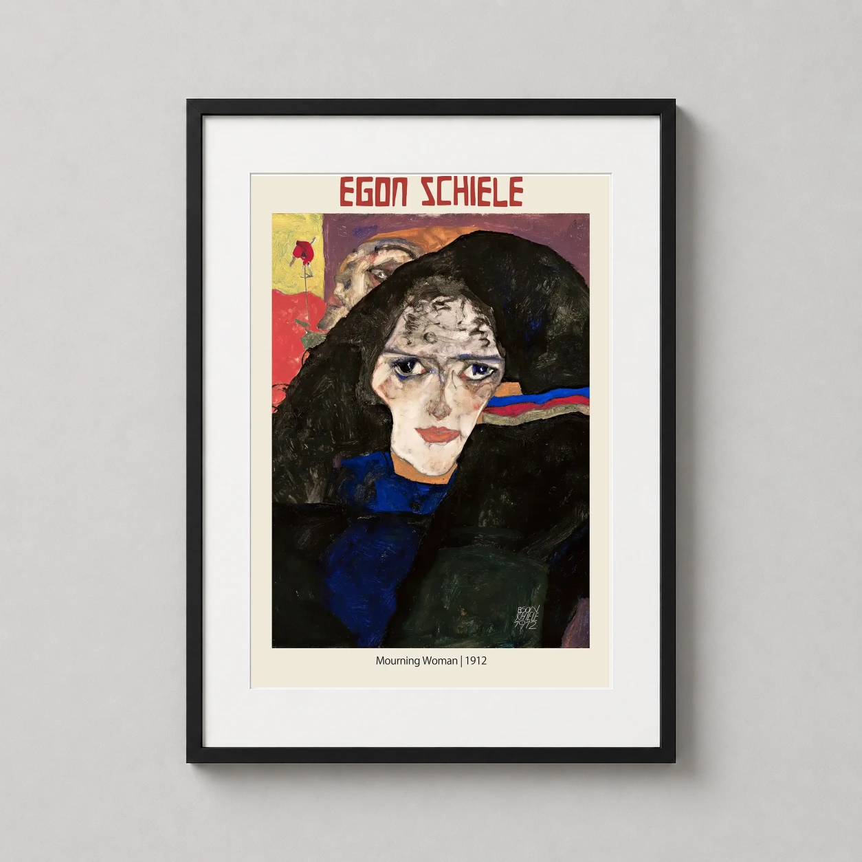 Mourning Woman — haunting 1912 expressionist portrait by Egon Schiele featuring a woman