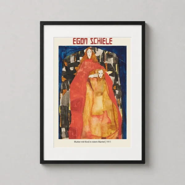 Egon Schiele Mother with Child in Red Cloak 1911 Art Print