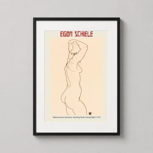 Egon Schiele Standing Nude Backview 1918 Expressionist Art Print