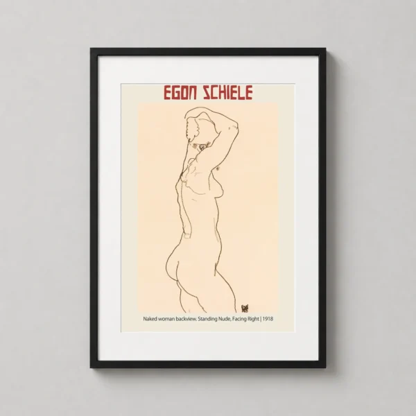 Egon Schiele Standing Nude Backview 1918 Expressionist Art Print