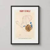Egon Schiele Nude with Blue Stockings Bending Forward Art Print