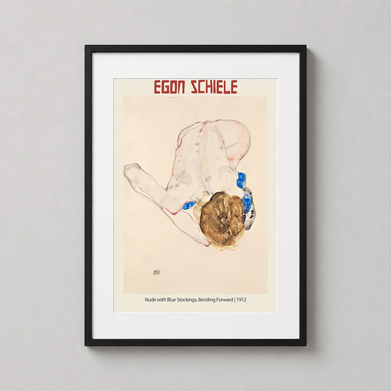 Egon Schiele Nude Blue — intimate 1912 expressionist sketch by Egon Schiele featuring a figure