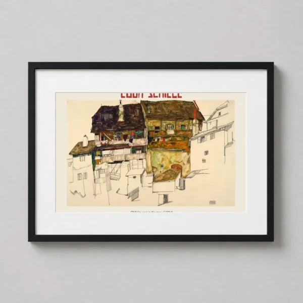 Egon Schiele Old Houses in Krumau 1914 Expressionist Art Print