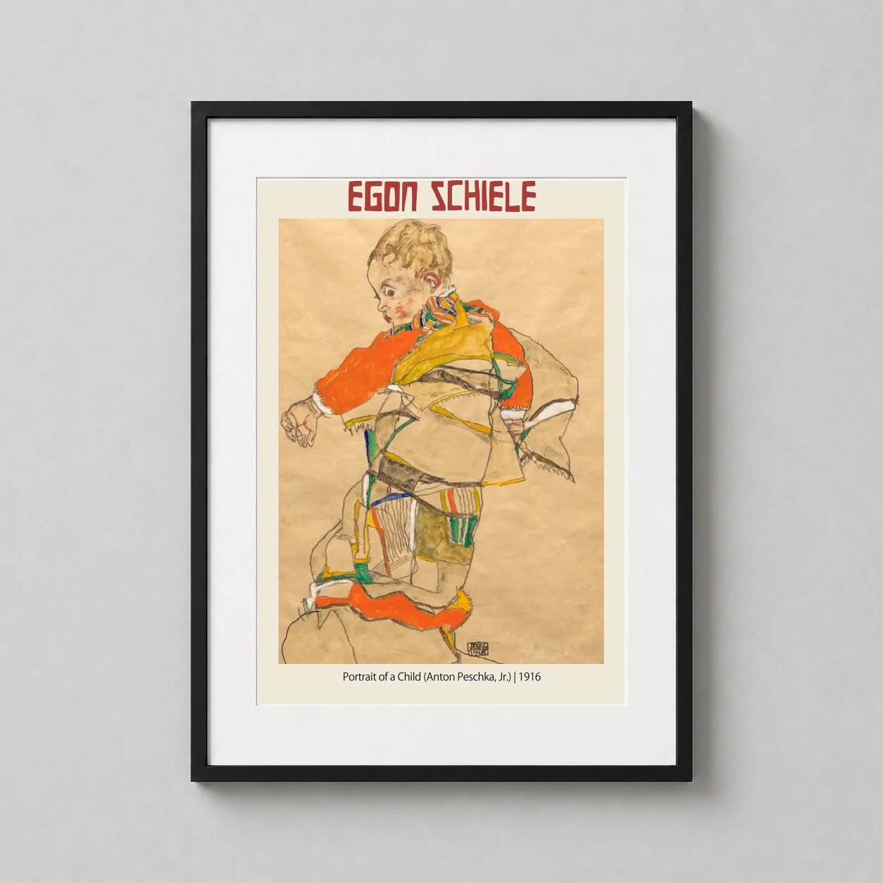 Egon Schiele Portrait Anton — vibrant expressionist art print of Egon Schiele's 1916 portrait of a