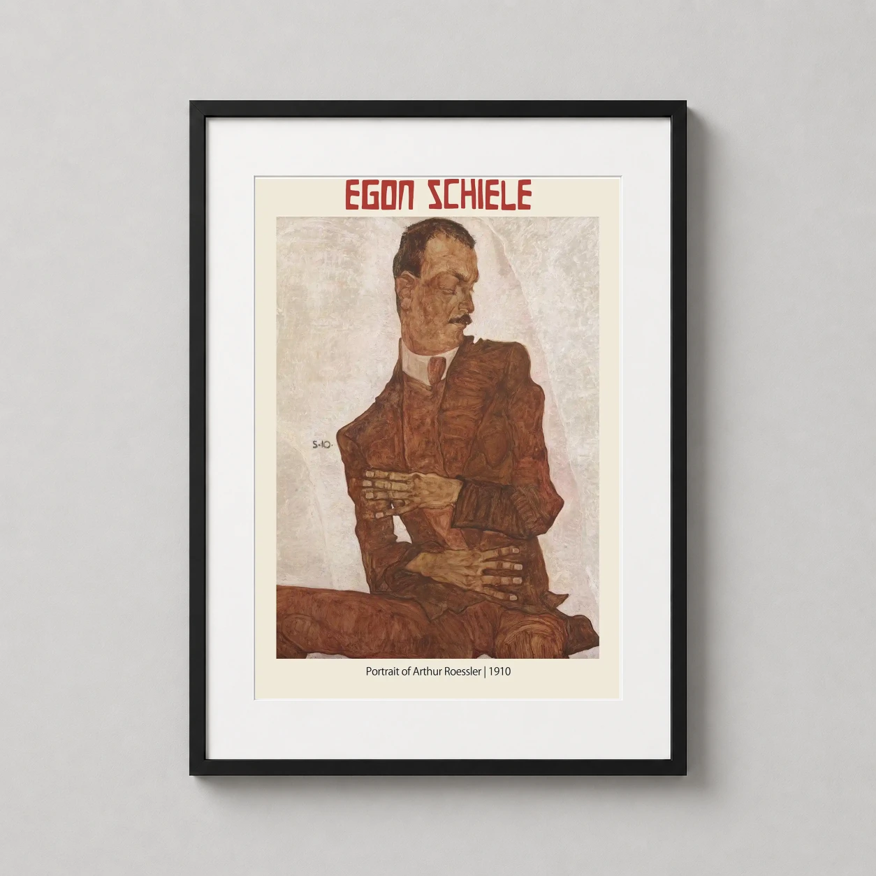Egon Schiele Portrait Arthur — 1910 expressionist portrait of Arthur Roessler by Egon Schiele