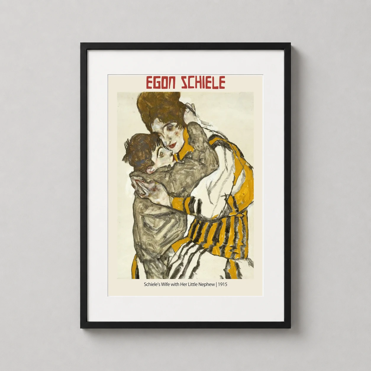 Egon Schiele Schiele's Wife — intimate 1915 expressionist portrait featuring Edith Schiele embracing