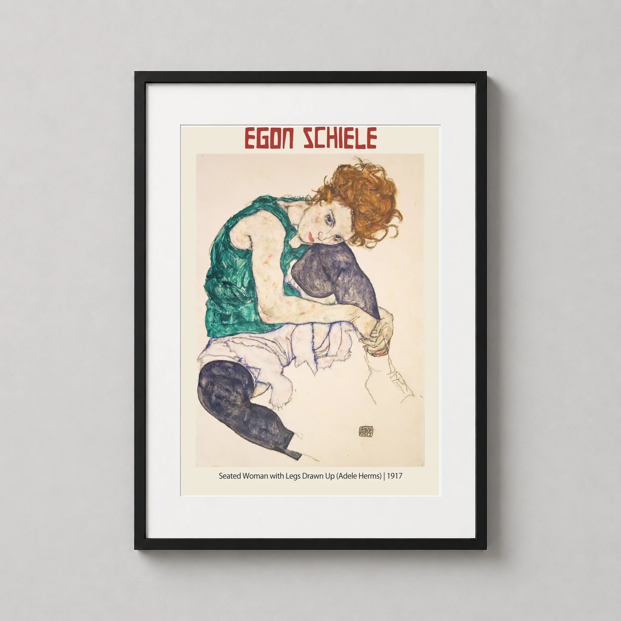 Egon Schiele Seated Woman — featuring Adele Herms in a vulnerable pose, this 1917 Egon Schiele