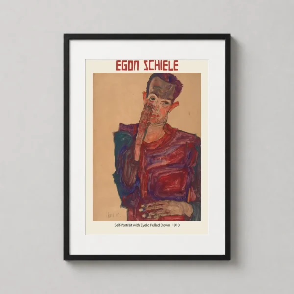 Egon Schiele Self-Portrait with Eyelid Pulled Down 1910 Art Print