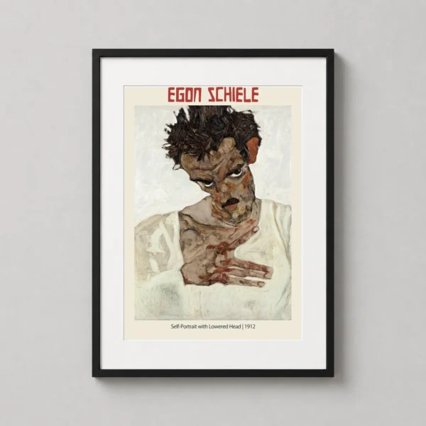 Egon Schiele Self-Portrait with Lowered Head 1912 Art Print