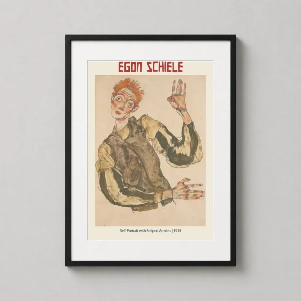 Egon Schiele Self-Portrait with Striped Armlets 1915 Art Print
