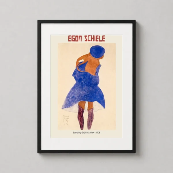 Egon Schiele Standing Girl, Back View 1908 Expressionist Art Print