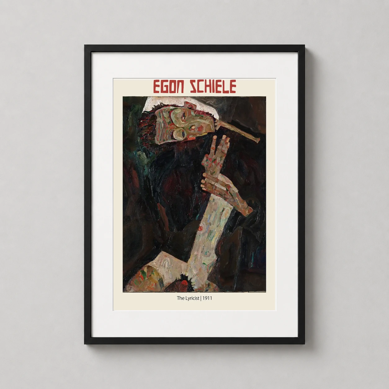 Egon Schiele Lyricist 1911 — dramatic expressionist art print of Egon Schiele’s The Lyricist 1911