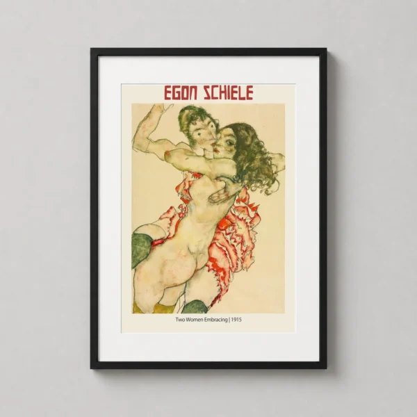 Egon Schiele, Two Women Embracing 1915 Expressionist Art Print
