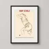 Egon Schiele, Reclining Model in Chemise and Stockings Art Print