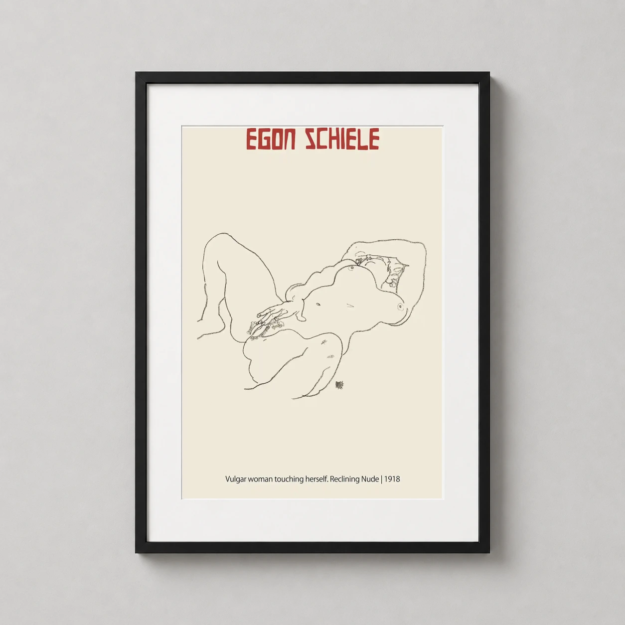 Egon Schiele Vulgar Woman — raw 1918 line drawing by Egon Schiele featuring a reclining nude woman