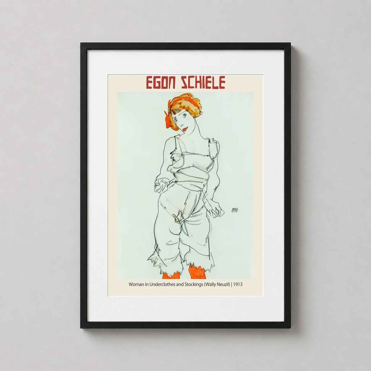 Egon Schiele Woman Underclothes — intimate expressionist portrait of Wally Neuzil featuring raw pencil