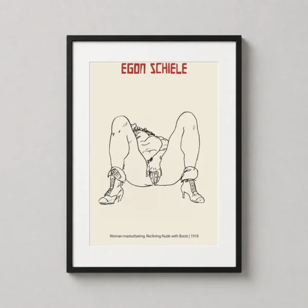 Egon Schiele Reclining Nude with Boots 1918 Expressionist Art Print